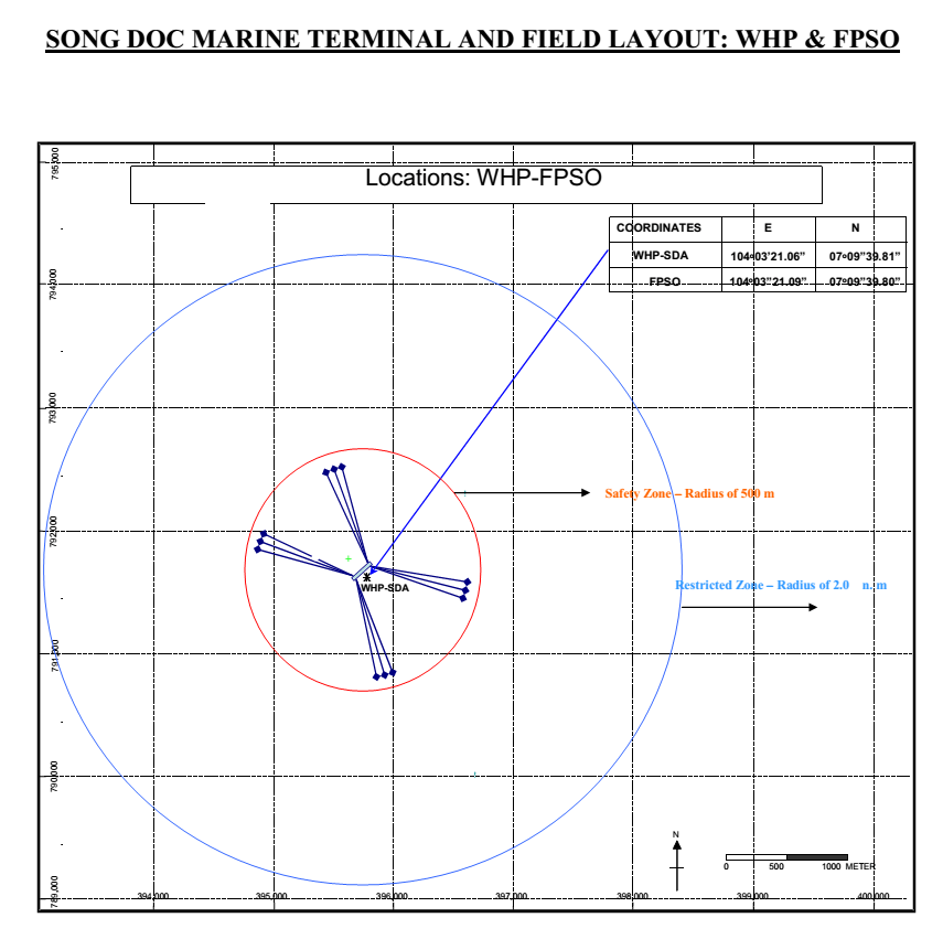 Song Doc Marine Terminal And Field Layout: WHP & FPSO